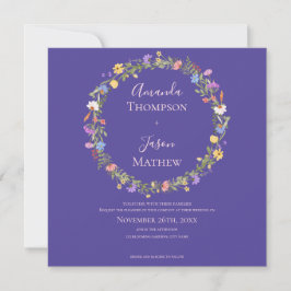 Invitation Mariage fleur sauvage Floral Bleu Et Violet