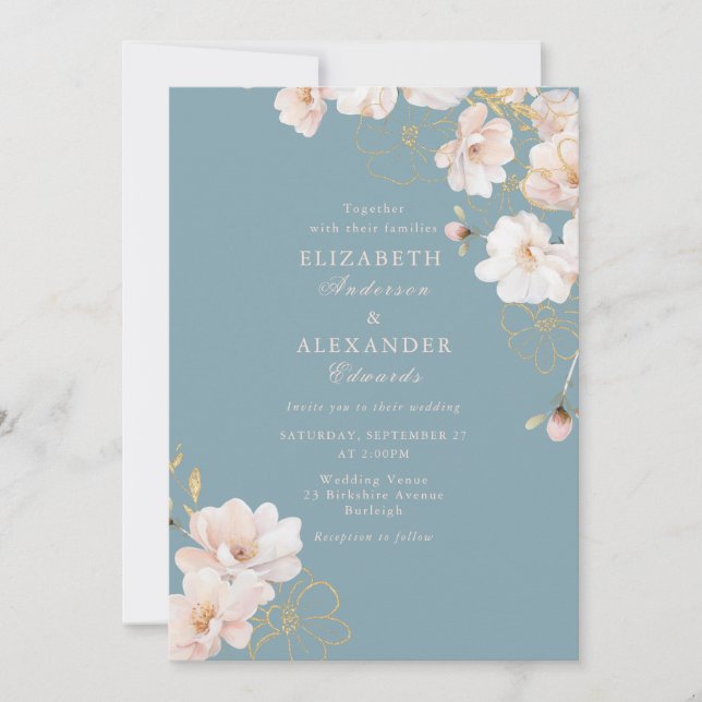 Invitation Mariage Fleur sauvage floral enchanté (Devant)