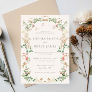 Invitation Mariage Fleur Sauvage Floral Rustique 