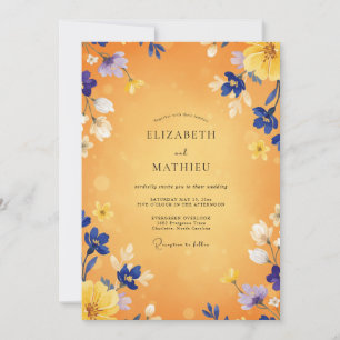 Invitation Mariage Fleur Sauvage Indigo Ambre