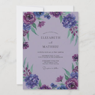 Invitation Mariage Fleur Sauvage Indigo Lavande