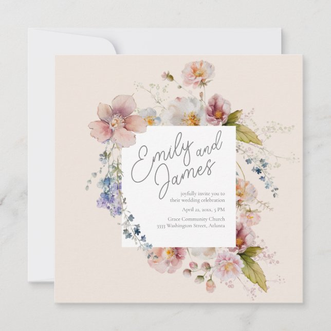Invitation Mariage  Fleur sauvage Jardin lux (Devant)
