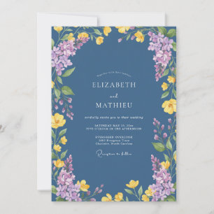 Invitation Mariage Fleur Sauvage Jaune Ardoise