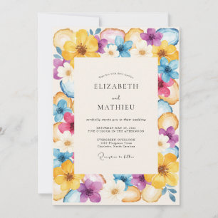 Invitation Mariage Fleur Sauvage Jaune Clair