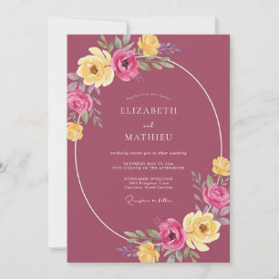 Invitation Mariage Fleur Sauvage Jaune Mauve