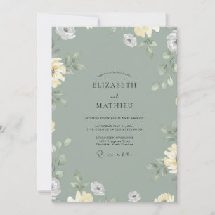 Invitation Mariage Fleur Sauvage Jaune Sauge Atténué