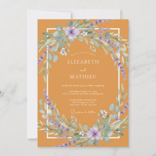 Invitation Mariage Fleur Sauvage Lavande Moutarde