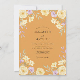Invitation Mariage Fleur Sauvage Lilas Miel
