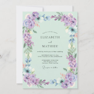 Invitation Mariage Fleur Sauvage Lilas Mousse de Mer