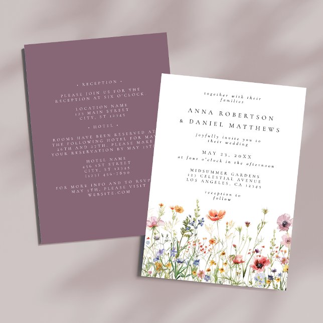 Invitation Mariage Fleur sauvage Mauve (Créateur téléchargé)