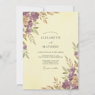 Invitation Mariage Fleur Sauvage Mauve Ocbre