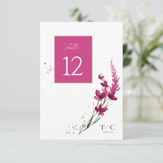 Invitation Mariage fleur sauvage n° de tableau Fuchsia ID954 (Debout devant)