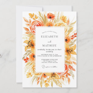 Invitation Mariage Fleur Sauvage Ochre Radieux