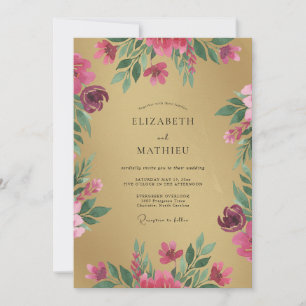 Invitation Mariage Fleur Sauvage Ocre Abricot