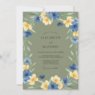 Invitation Mariage Fleur Sauvage Ocre de Cobalt
