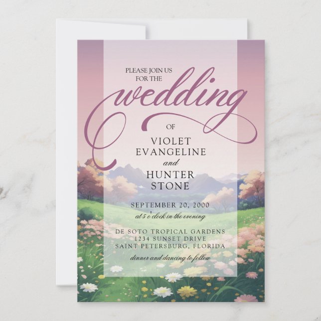 Invitation Mariage Fleur sauvage paysager (Devant)