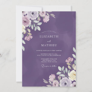 Invitation Mariage Fleur Sauvage Peinte d'Améthyste