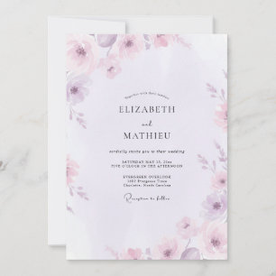 Invitation Mariage Fleur Sauvage Peinte en Lilas Atténué