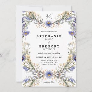Invitation Mariage Fleur sauvage romantique violet