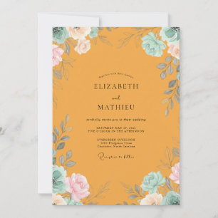 Invitation Mariage Fleur Sauvage Rose Ambre