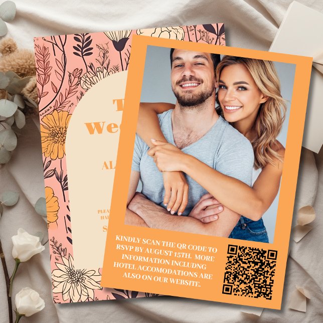 Invitation Mariage Fleur sauvage rose jaune rose (Créateur téléchargé)