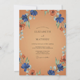 Invitation Mariage Fleur Sauvage Rouille de Cobalt