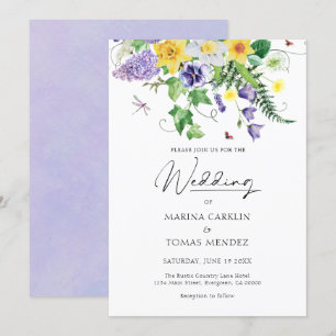 Invitation Mariage Fleur sauvage Rustique aquarelle
