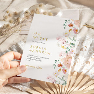 Invitation Mariage Fleur sauvage rustique Enregistrer la date