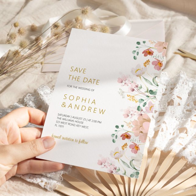 Invitation Mariage Fleur sauvage rustique Enregistrer la date (Créateur téléchargé)