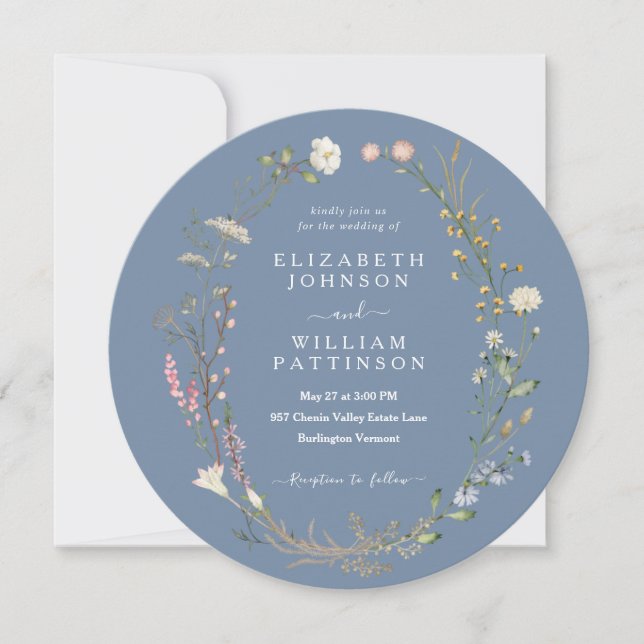 Invitation Mariage Fleur sauvage Rustique Watercolor (Devant)