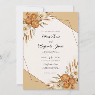 Invitation Mariage Fleur Sauvage Séchée Ambre