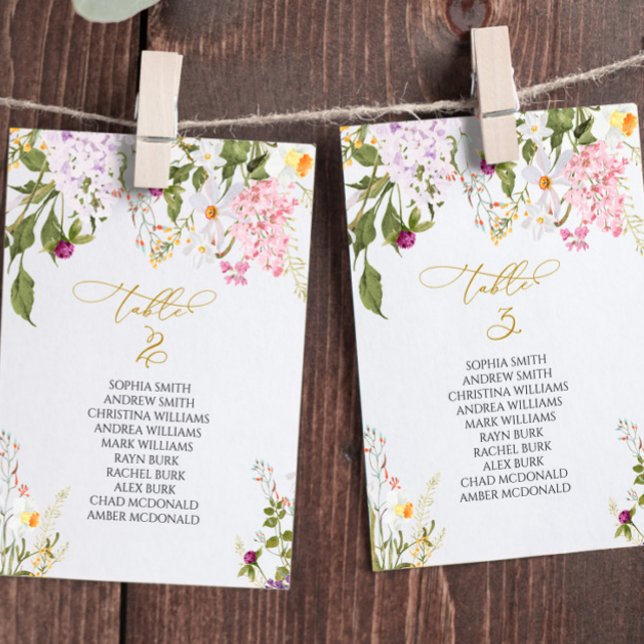 Invitation Mariage fleur sauvage Tableau numéro 3 Tableau de  (Créateur téléchargé)