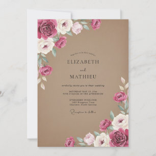 Invitation Mariage Fleur Sauvage Taupe