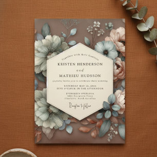 Invitation Mariage Fleur Taupe en Fleur