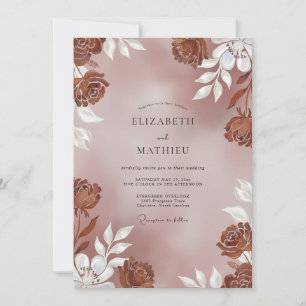 Invitation Mariage Fleur Terracotta Brun