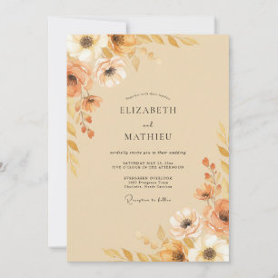 Invitation Mariage Fleur Terracotta Ocbre