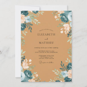 Invitation Mariage Fleur Terracotta Peinte