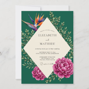 Invitation Mariage Fleur Tropicale Émeraude