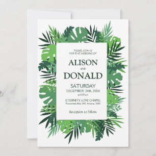 Invitation Mariage fleuri feuille tropical