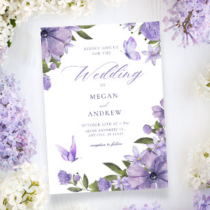 Invitation Mariage fleuri pourpre