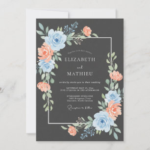 Invitation Mariage Fleurie à la Pêche Bleue