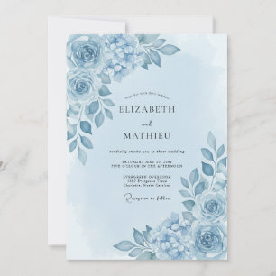 Invitation Mariage Fleurie Bleue