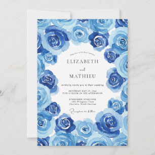 Invitation Mariage Fleurie Bleuet Indigo