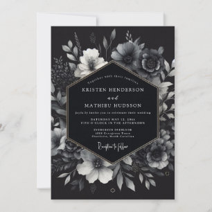 Invitation Mariage Fleurie Charbon Ombre