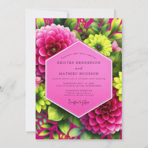 Invitation Mariage Fleurie Dahlia Magenta