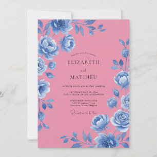 Invitation Mariage Fleurie de Bleuet Magenta