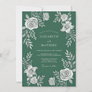 Invitation Mariage Fleurie de Botanique Émeraude