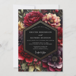Invitation Mariage Fleurie de Bourgogne Sombre