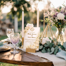 Mariage Fleurie de Luxe avec Monogramme en Or