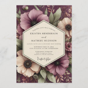 Invitation Mariage Fleurie de Prunier Damson Romantique